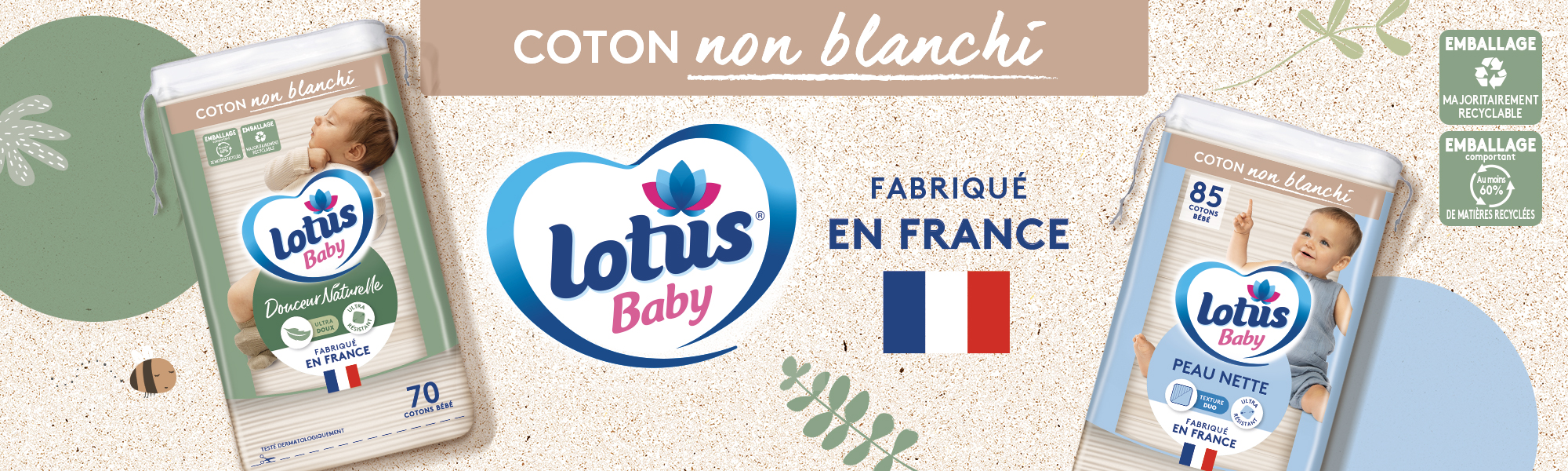 Cotons Lotus Baby peau nette - Lotus