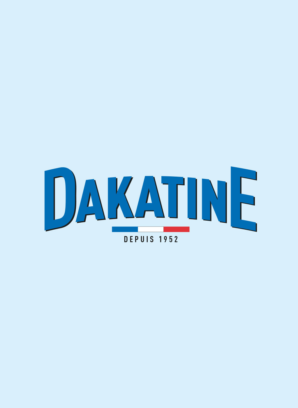 Logo Dakatine bleu, drapeau français et mention « depuis 1952 »