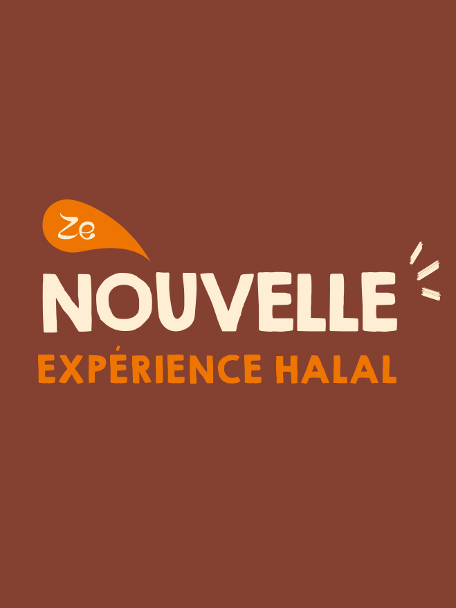 Signature « Ze nouvelle expérience halal » en typographie brossée